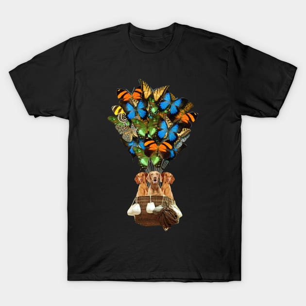 Vizsla Dog Butterfly Hot Air Balloon T-Shirt by Antoniusvermeu